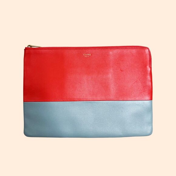 Celine Bicolor Leather Clutch - Picture 1 of 11